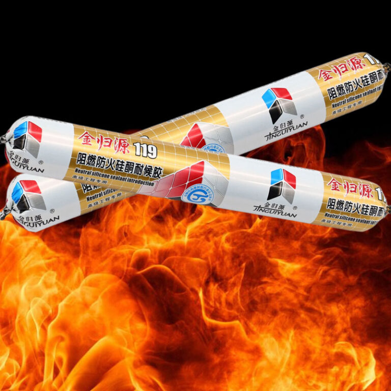 Topsen 119 fireproof silicone sealant applied to fire-rated doors and windows, offering flame resistance and airtight sealing for enhanced safety.