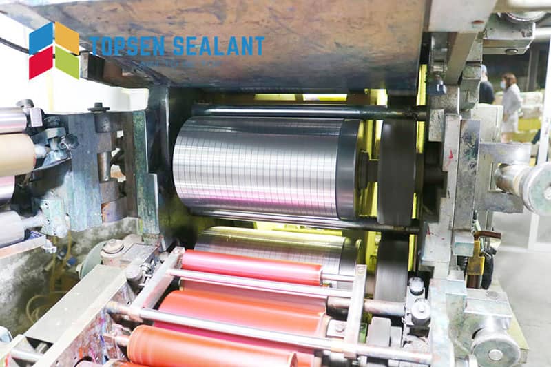 Sausage film printing machine at Topsen Sealant factory